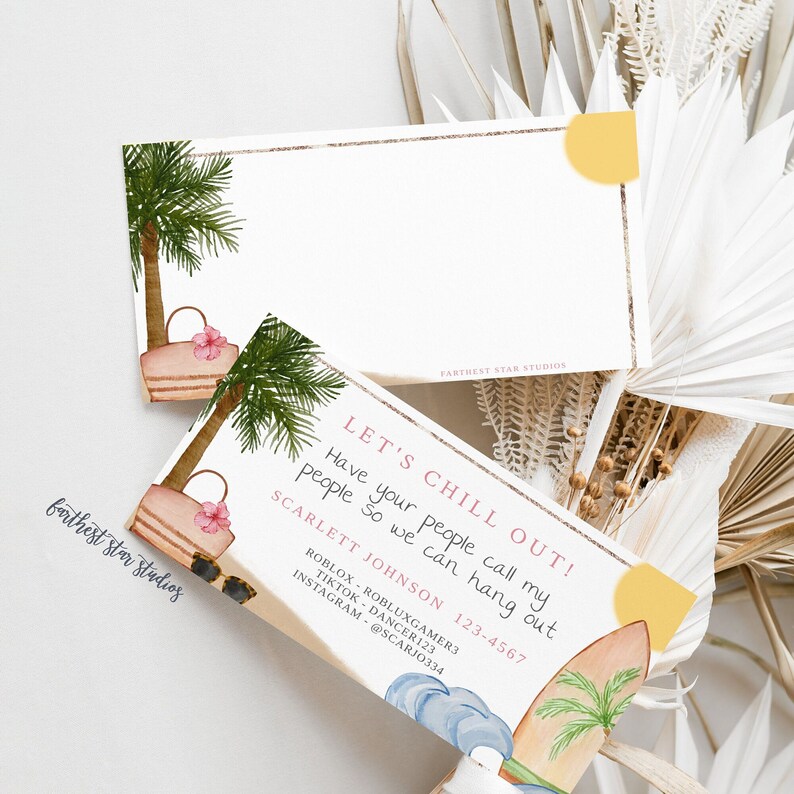 Retro Playdate Cards, Summer Teen Card, Printable End of School Tags ...