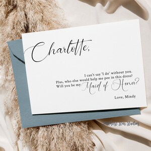 Minimalist Funny Bridesmaid proposal card, Modern Bridesmaid Proposal Card Template, Will You Be My Bridesmaid Card, Maid Of Honor Proposal