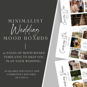 Wedding Vision Board Design Guide Canva Template, 20 Page Printable mood board, Editable Digital Download Planner, Bride Vision for Weddings