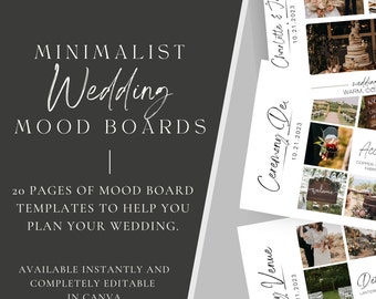 Wedding Vision Board Design Guide Canva Template, 20 Page Printable mood board, Editable Digital Download Planner, Bride Vision for Weddings