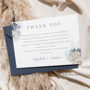 Watercolor Beach Thank you card - Summer Beach party - Summer wedding - beach Bridal shower - business thank you - teacher appreciation
