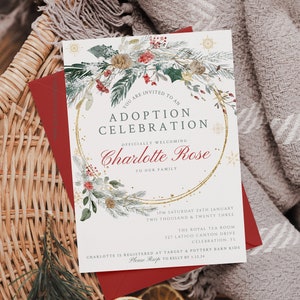 Holiday Adoption Party Invitation, Christmas Adoption Digital Download, Adoption Printable Invitation, Holiday Adoption, Adoption day