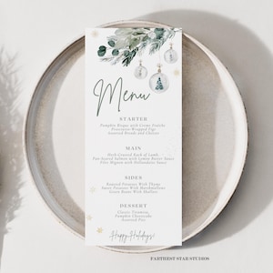Christmas party Menu, Holiday Bakery Menu, Minimalist Winter Menu, Restaurant Holiday Menu, Christmas Dinner menu template, Food menu