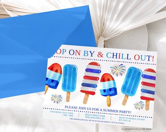 Popsicle Summer invitation, Summer party Digital Download, Neighborhood party Invite, BBQ Invitation, End of School Party, Pool Party invite