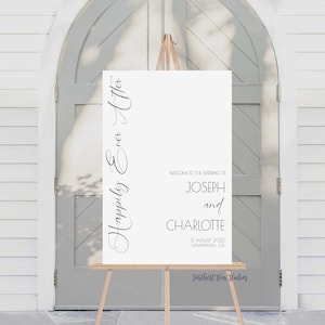 Modern Minimalist Happily Ever After Wedding Welcome Sign, Modern wedding sign, Minimalist wedding sign, Fairytale wedding, Digital Download