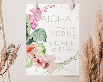 Tropical wedding sign, wedding welcome sign tropical, welcome signage, beach wedding sign, travel wedding sign, Destination wedding sign