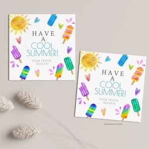 Popsicle gift tags,  have a cool summer gift tag, Summer gift tag, Printable End of School Tags for Kids,  classmate gift tag, ice cream tag