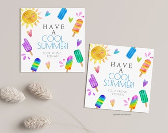 Popsicle gift tags,  have a cool summer gift tag, Summer gift tag, Printable End of School Tags for Kids,  classmate gift tag, ice cream tag