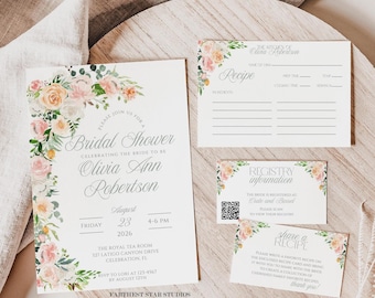 Reserved for Rebecca - Garden Party Bridal Shower Invitation Bundle, Bridal Luncheon Invitation, Bridal Brunch Invitation