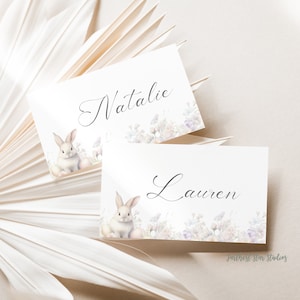 Easter place cards, Spring table decor, Bunny name Card, Editable Name Tags, Spring wedding place cards, bridal shower place cards