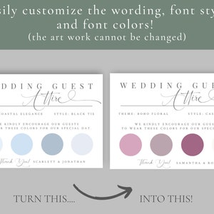 Wedding Attire Card, Minimalist Guest attire card, wedding Info Card, Custom Wedding Information Card, Attire card, Wedding Guest Dress afbeelding 3