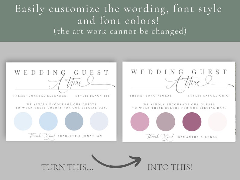 Wedding Attire Card, Minimalist Guest attire card, wedding Info Card, Custom Wedding Information Card, Attire card, Wedding Guest Dress afbeelding 3
