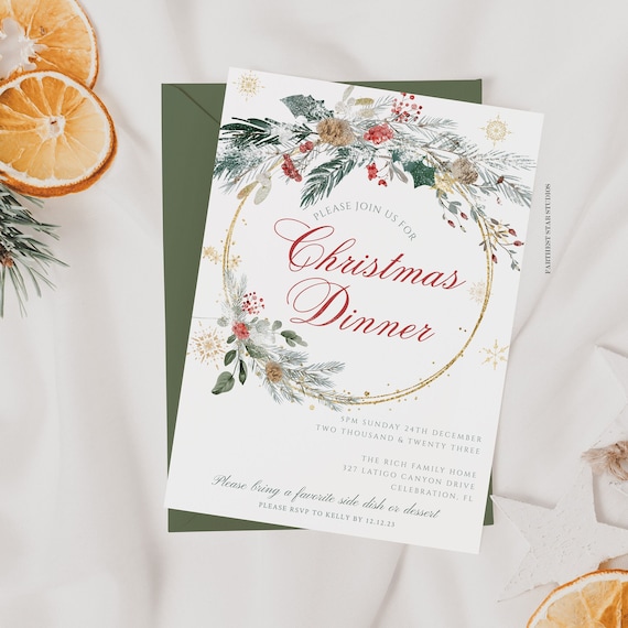 Christmas dinner invite, Christmas dinner invite, Christmas evite, work Christmas party invite, jingle mingle invite, Holiday party invite
