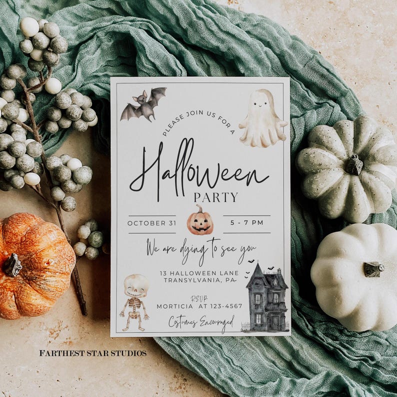 Whether it's a kids' party or a gathering of ghouls, this printable invite will bewitch your guests and have them eagerly awaiting the most haunting night of the year.