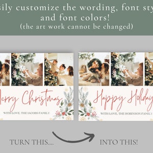 Photo christmas card template, 3 photo christmas card template, christmas card template photo, christmas card template canva, christmas evit image 5