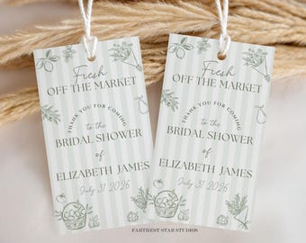 Fresh off the Market Bridal Shower favor tags, prosecco favor tags, Bridal luncheon favor tags, Bachelorette favor tags, Wildflower tags