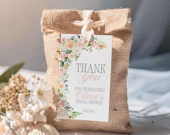 Garden Party Bridal Shower favor tags, prosecco favor tags, Bridal luncheon favor tags, Bachelorette favor tags, Champagne tags, wildflower