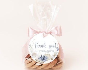Dusty Blue Wedding Favor tags, Blue beach thank you tags, Dusty blue shower, Dusty blue wedding decor, Fall beach wedding tag, shower favour