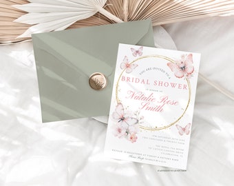 butterfly bridal shower invitation, invitation flowers and butterfly, butterfly and rose invitation template, butterfly theme invitation