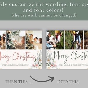 Photo christmas card template, 3 photo christmas card template, christmas card template photo, christmas card template canva, christmas evit image 4