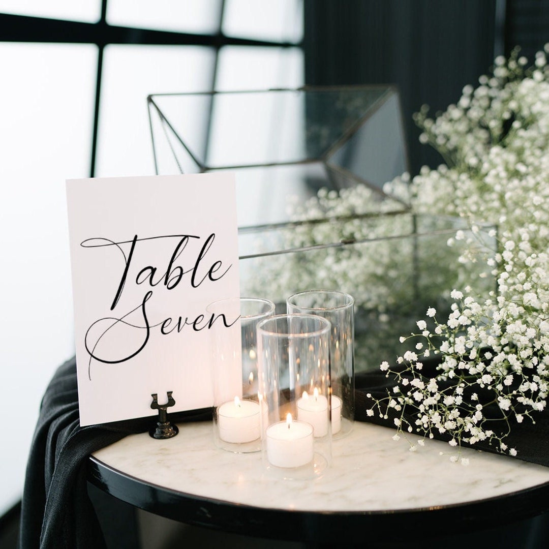 Modern Minimalist Calligraphy Table Number, Minimalist Wedding Decor ...