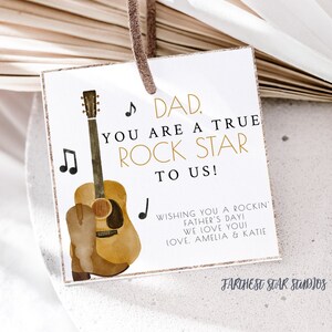 Rockstar Father's day 4" card - Music Father's day card - country guitar card - Stepfather card - Grandfather card - Printable Father's day