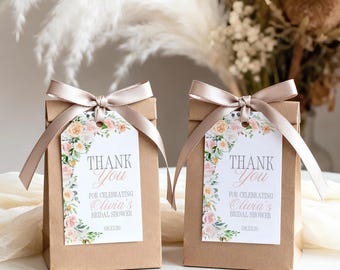 Garden Party Bridal Shower favor tags, prosecco favor tags, Bridal luncheon favor tags, Bachelorette favor tags, Champagne tags, wildflower