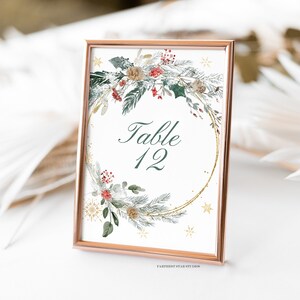 Holiday Wedding Table Number Cards, Winter Bridal Shower Table decor, Adoption party decor, Winter party Table Number cards, Holiday Table