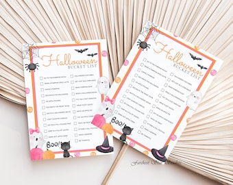 Pink ghost Fall Bucket list, fall bucket list printable, Bucket list template, custom bucket list, Halloween bucket list, kid fall activity