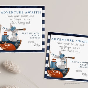 Beach Playdate cards,  Summer play date card, Printable End of School Tags for Kids,  Play Date Business Card, Keep in Touch Contact Card