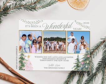 Holiday Photo card, New Year's Photo card, Late Christmas Card, Holiday Card Photo, Winter Photo Card, Photo Christmas card, 3 Photo Card
