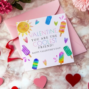 Popsicle Valentine, Valentine exchange cards, Student Valentines, preschool valentines, Valentine Card Set, classmate valentines, class card