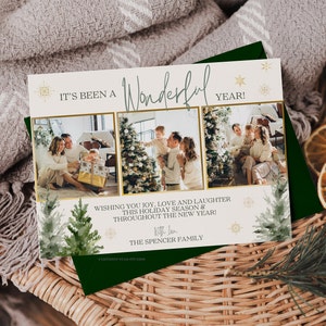 Tarjeta con foto de vacaciones, Tarjeta con foto de Año Nuevo, Tarjeta de Navidad tardía, Tarjeta con foto de vacaciones, Tarjeta con foto de invierno, Tarjeta con foto de Navidad, Tarjeta con 3 fotos