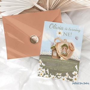 Daisy first birthday Invitation - Daisy birthday - Wildflower birthday, Fairy birthday, Digital Birthday Invitation, boho birthday invite