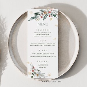 Christmas party Menu, Holiday Bakery Menu, Minimalist Winter Menu, Restaurant Holiday Menu, Christmas Dinner menu template, Food menu