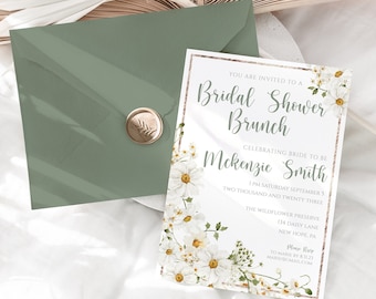 Daisy Bridal Shower Invitation, Daisy Invitation, wildflower bridal shower Invitation template, Daisy Invite, Printable shower invitation