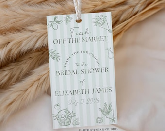 Fresh off the Market Bridal Shower favor tags, prosecco favor tags, Bridal luncheon favor tags, Bachelorette favor tags, Wildflower tags