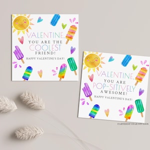 Popsicle Valentine, Valentine exchange cards, Student Valentines, preschool valentines, Valentine Card Set, classmate valentines, class card