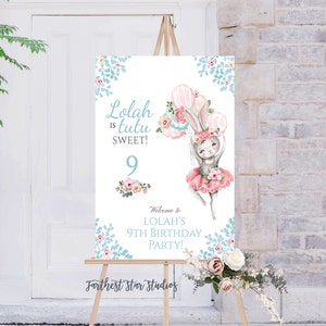 Ballet Bunny Birthday Welcome sign, Bunny Birthday Sign, Ballerina Sign, Ballerina Birthday, Instant Download, Printable Ballet Birthday