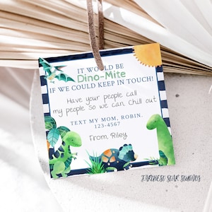 Dinosaur Playdate cards,  Summer play date card, Printable Back to School Tags for Kids, Play Date Business Card, Keep in Touch Contact Card