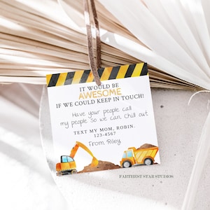 Truck Playdate cards,  Summer play date card, Printable End of School Tags for Kids,  Play Date Business Card, Keep in Touch Contact Card