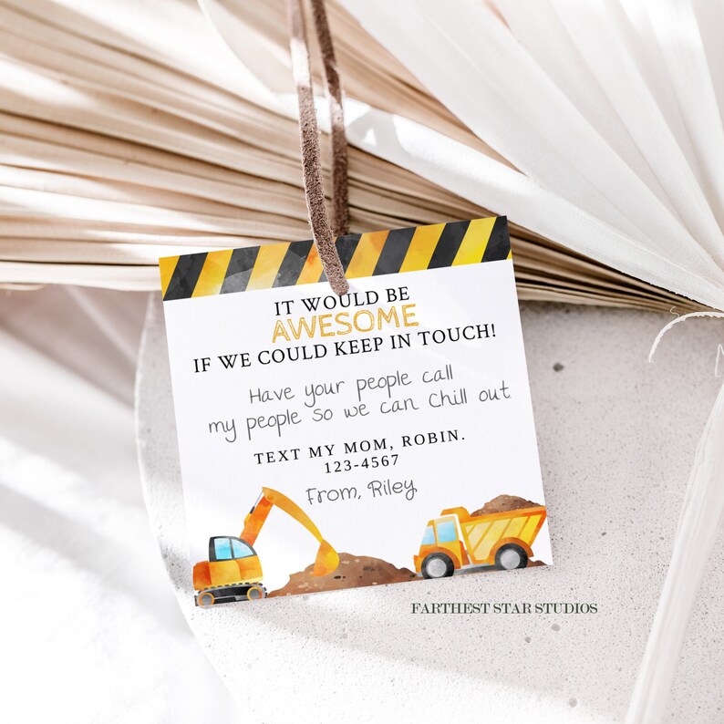 Introducing our Construction trucks Playdate Cards, perfect for organizing summer playdates, creating a fun end-of-school experience for kids. This printable set features a fun construction truck design with bright yellow accents.