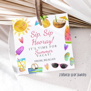Sip Sip Hooray Teacher Appreciation Thank you tags, End of year gifts, Teacher appreciation week gifts, teacher appreciation printable tag
