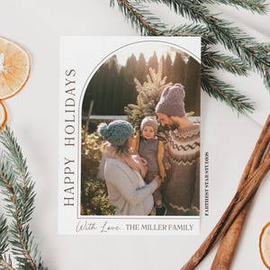 Foto Feiertagskartenvorlage, Fotokartenvorlage, 3 Foto Weihnachtskartenvorlage, benutzerdefinierte Urlaubskarte, Familienurlaubskartenvorlage Bogen