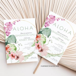 Graduation luau invitation, Luau Graduation party, College Graduation luau, High school Graduation luau, Luau invitation, Luau party invite