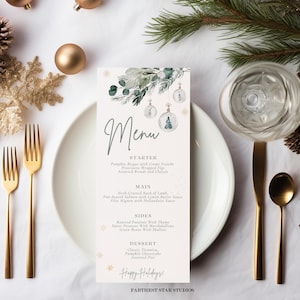 Christmas party Menu, Holiday Bakery Menu, Minimalist Winter Menu, Restaurant Holiday Menu, Christmas Dinner menu template, Food menu