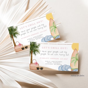 Retro Playdate cards,  Summer teen card, Printable End of School Tags for Kids,  Play Date Business Card, teen Keep in Touch Contact Card