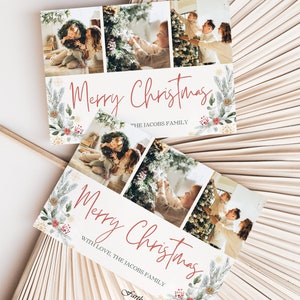 Photo christmas card template, 3 photo christmas card template, christmas card template photo, christmas card template canva, christmas evit image 6