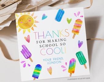 Summer End of year friend tags, popsicle Gift tags or stickers - End of year student thank you gifts ,Teacher appreciation, Digital Download