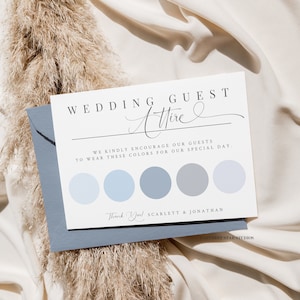 Wedding Attire Card Template, Neutral Wedding Color Palette Insert